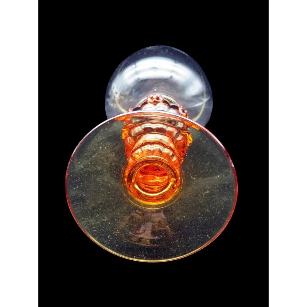 Vintage German Amber Stemmed Wine Glasses Weinrömer Michelsberg Set of 6 NIB
